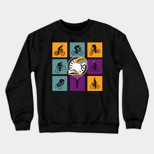 Cyclist Christmas Crewneck Sweatshirt by MZeeDesigns